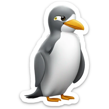 Pingouin gris et blanc avec un petit bec et des jolis yeux  sticker