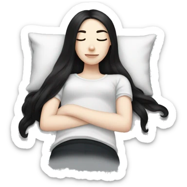 pale girl with long black hair sleeping  sticker