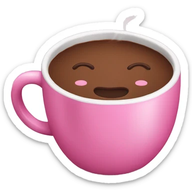 hot chocolate with pink mug sticker