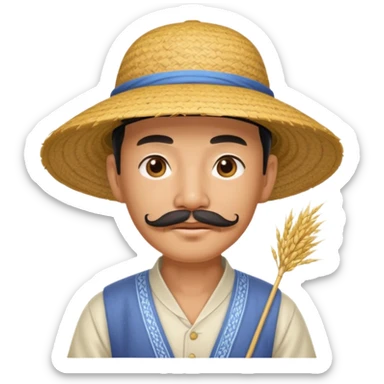 rice farmer with a chinese mustache sticker