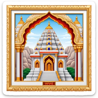 Cinematic Realistic Tirupati Balaji Temple Landmark Emoji, depicted with intricate carvings and spiritual aura rendered with lifelike detail and radiant, divine lighting. sticker