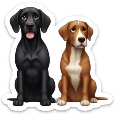 Big black dog and small Brown dog with big up ears sticker