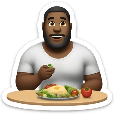 big guy eating healthy meal sticker