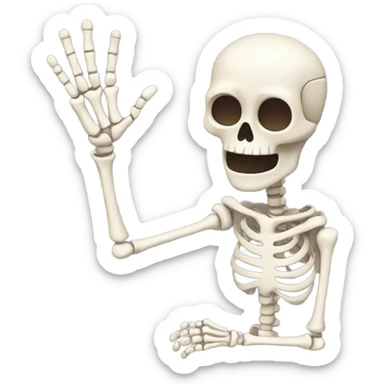 A skeleton waving ￼ sticker