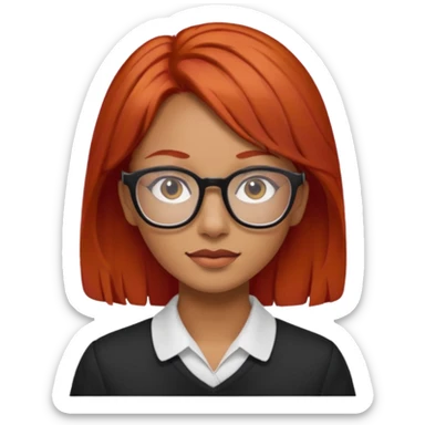 Una mujer con pelo rojo y lentes trigueña sticker