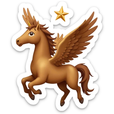 Brown Pegasus flying over a star ￼￼￼ sticker