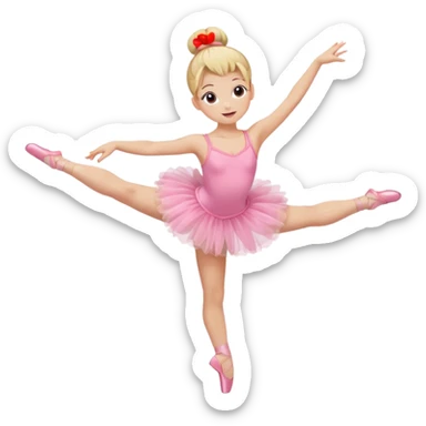 aestethic blonde girl doing ballet, with a pink tutu, bun, with a leg on the floor, and the other one in the air sticker