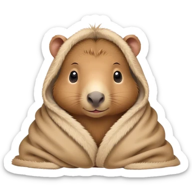 Cute baby capybara cozy in blanket sticker