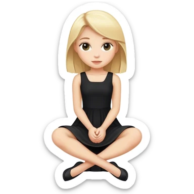 full body blonde girl sitting in black dress sticker