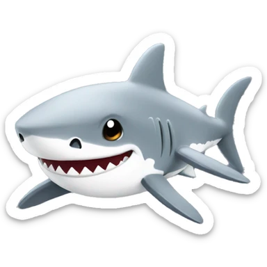 cute small shark, happy, gray color shark sticker