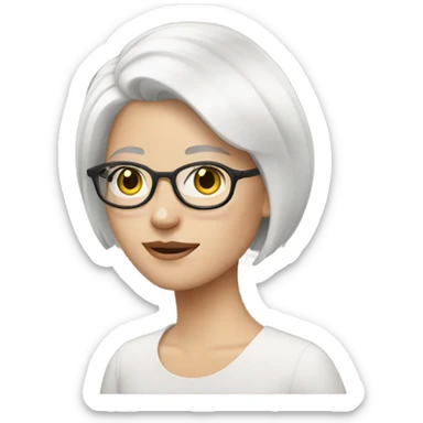 White Girl with a short white hair and glasses  sticker