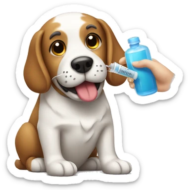 Dog receiving vaccine sticker