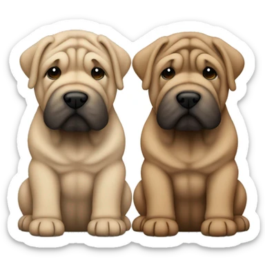 2 shar pei dogs 1 of them dark brown and 1 blonde sticker