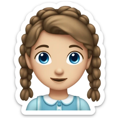 Little girl with brown hair in pigtails and bows and with blue eyes sticker