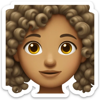 Olive skinned girl with big brown eyes and curly 3A hair sticker