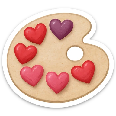 love-themed paint palette with heart-shaped colors sticker