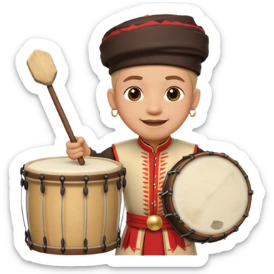 cheerful drum being played at dawn for sahur sticker