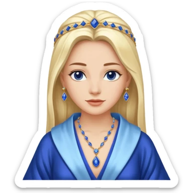 River Queen – sapphire necklace + silk robe sticker