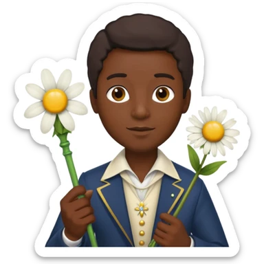 black man with daisy, scepter sticker