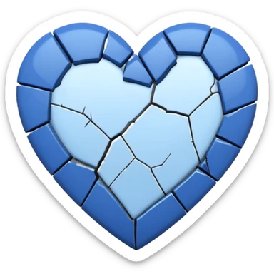 blue heart with small crack sticker