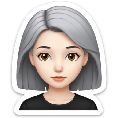 Young woman with black and gray hair
 sticker