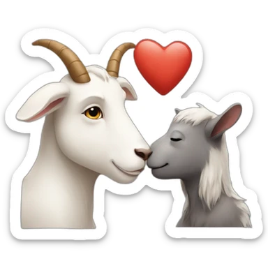 a goat and bear kissing sticker