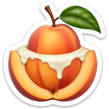 White cream drenched on a peach sticker