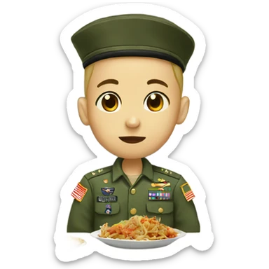 military boy eating chinese food  sticker