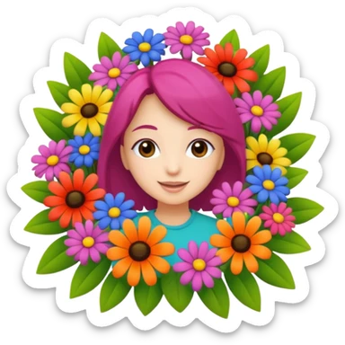 Happy Birthday Mina in multicolored flowers sticker