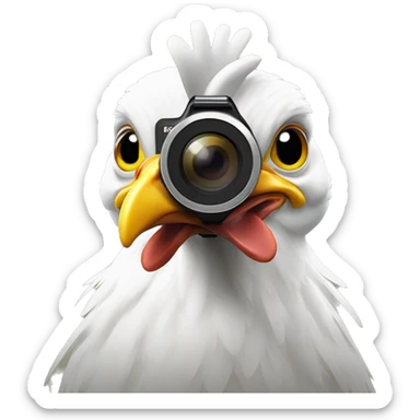 chicken with a gopro attached to head sticker