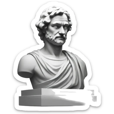 philosopher statue, portrait, minimal, logo, monochrome sticker