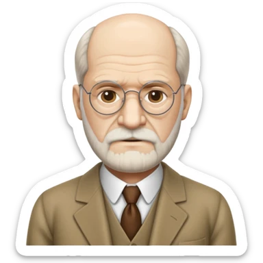 Sigmund Freud: create emoji using exact style: apple ios, 3D rendered, with exact words: я промолчу sticker