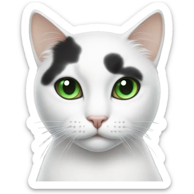 white cat with green eyes and Black spot on the head sticker