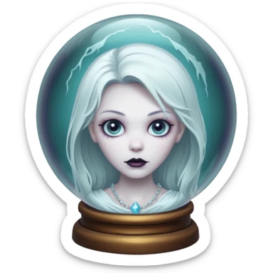 A Ghoulish Lady's head in a crystal ball sticker