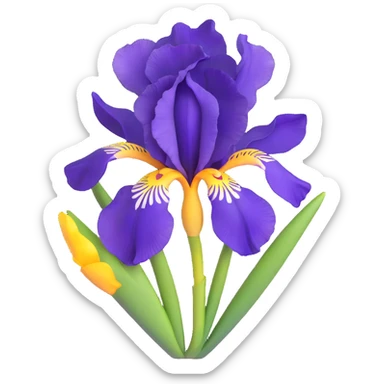 beautiful purple iris flower with yellow center sticker
