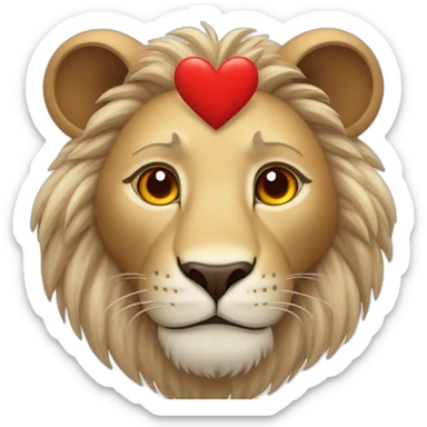 Lion face with giant red hearts in his eyes, he looks so much in love sticker