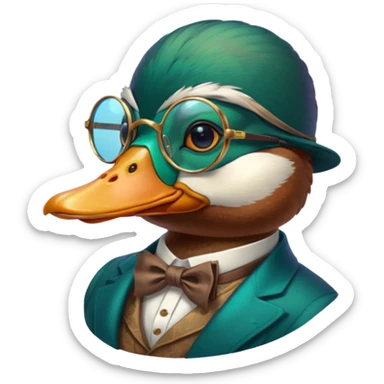 Create a mallard which has  a monocle glasses
 sticker