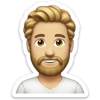 white man bearded long hair in a bun sticker