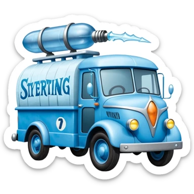 The Flintstones Mr. Freeze’s shiny frozen Scooby Doo 1918 Lightning Bug busters exterminators antique long wheelbase moving truck  sticker