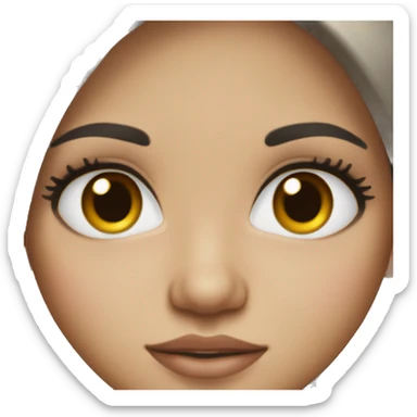 Girl with brown eyes, black hair, white skin, and lashes sticker