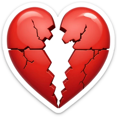 heart broken in half red sticker