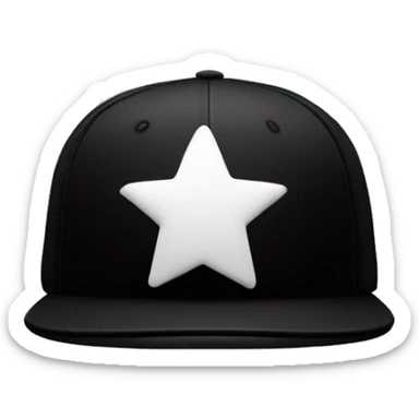 Plain black baseball cap with white star on black screen sticker