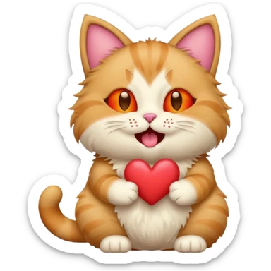 Full body Cat with popping out love heart eyes and mouth open sticker