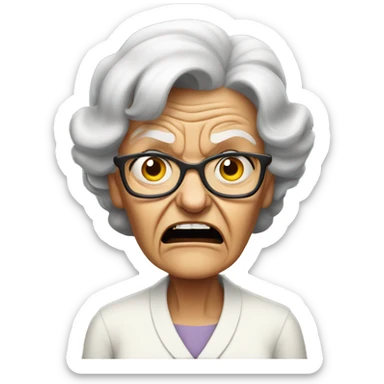 Mad angry old lady sticker