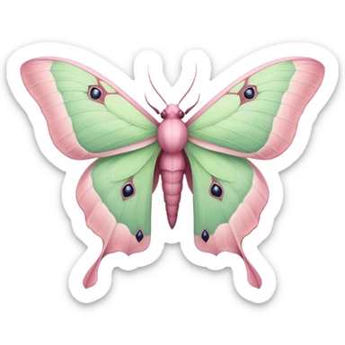 Pastel pink Luna moth sticker