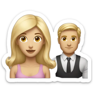Femme blonde avec un homme metisse  sticker