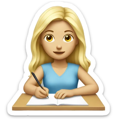 blonde girl writing sticker