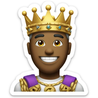 A cool smiley face wearing a crown with “Epic" written on it  sticker
