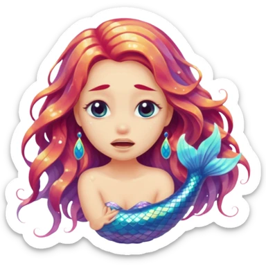 Crying mermaid sticker