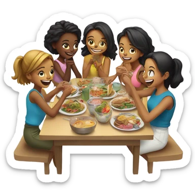 Girls enjoying food together sticker